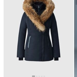 Mackage Black Jacket with Brown Fur Trim